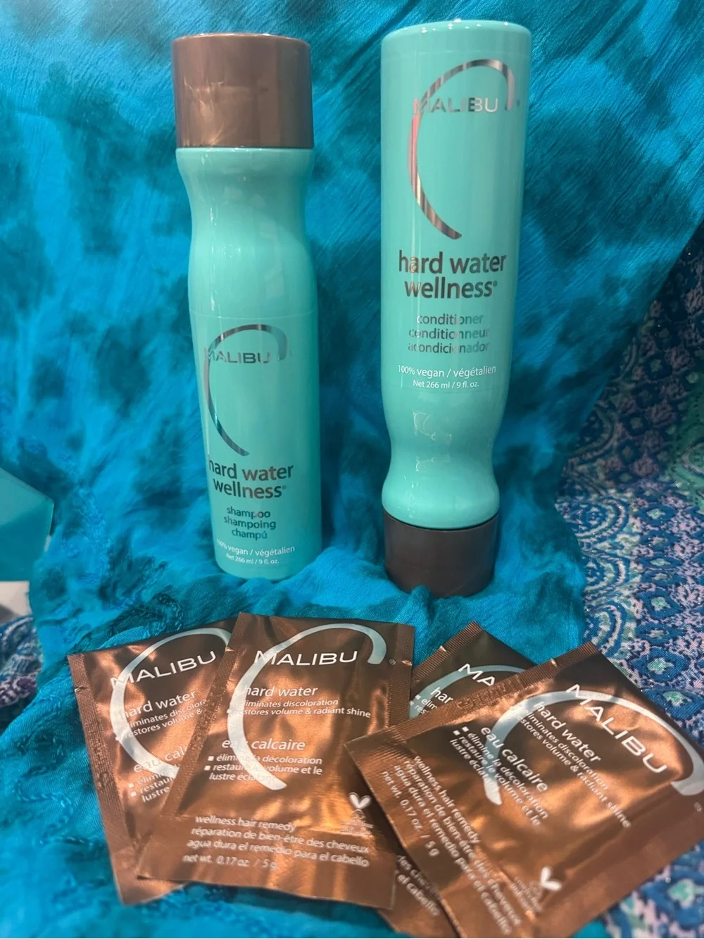 Malibu Hard Water Wellness Shampoo & Conditioner w/ 4 hard water wellness pacs